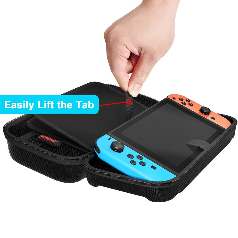 daydayup Switch Carrying Case Compatible with Nintendo Switch/Switch OLED, with 20 Games Cartridges Protective Hard Shell Travel Carrying Case Pouch for Console & Accessories, Black - Image 3